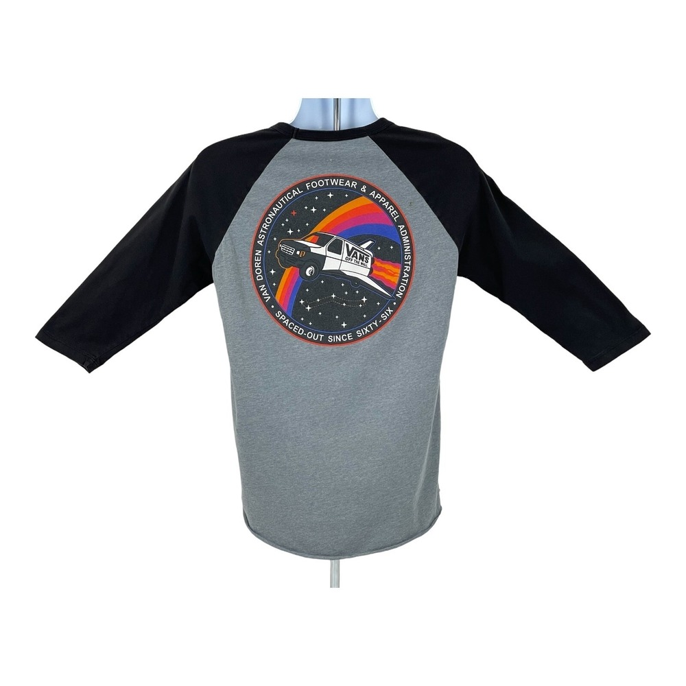 Vans Shirt Adult Size Medium Flying Van 3/4 Raglan Sleeve Double Side Graphics